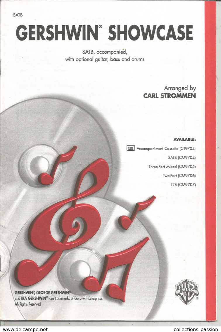 Partition Musicale Ancienne  , GERSHWIN SHOWCASE ,arranged Carl Strommen ,23 Pages ,frais Fr 3.15 E - Scores & Partitions