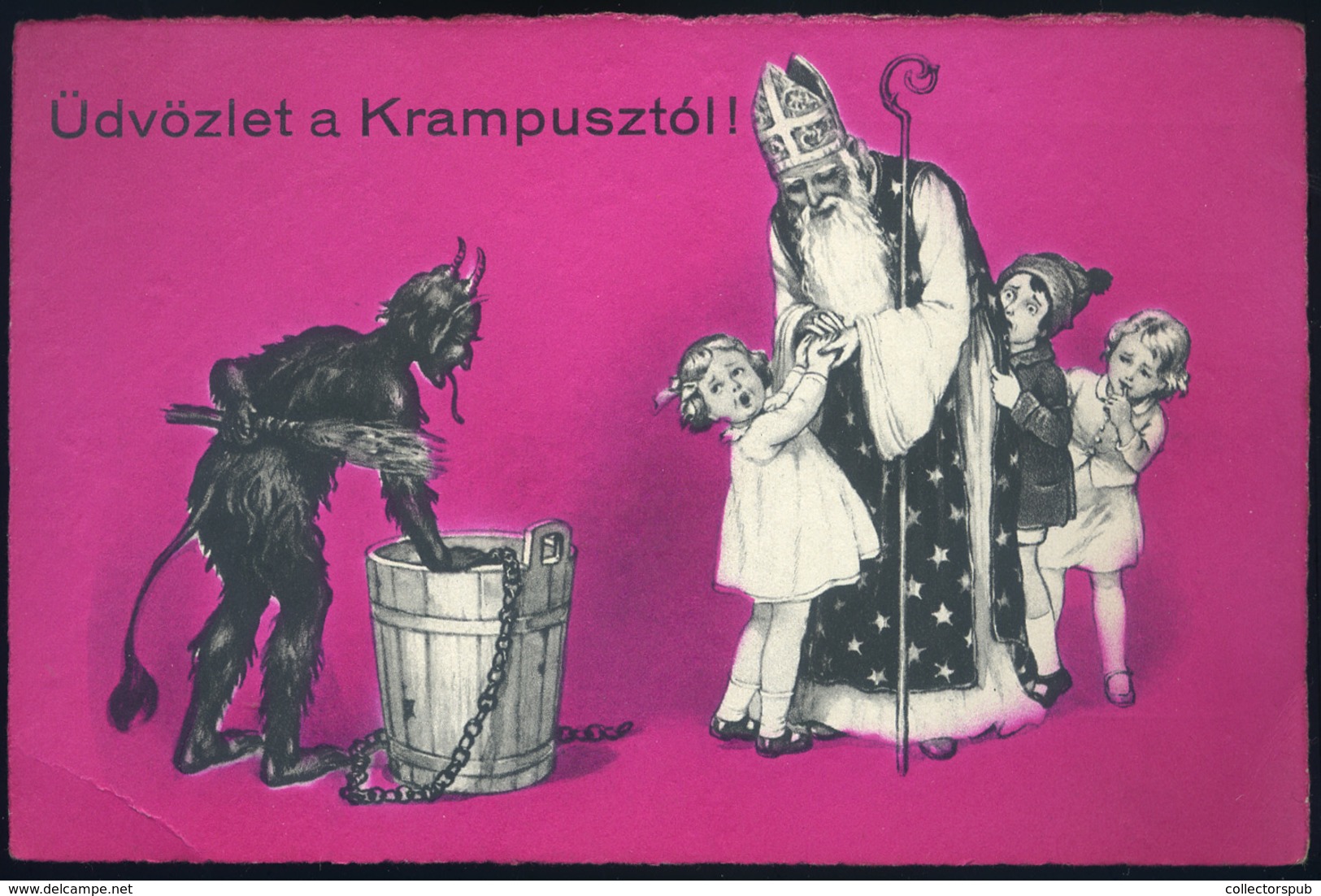 Télapó, Krampusz Régi Képeslap  /  Santa, Krampus  Vintage Pic. P.card - Ungarn