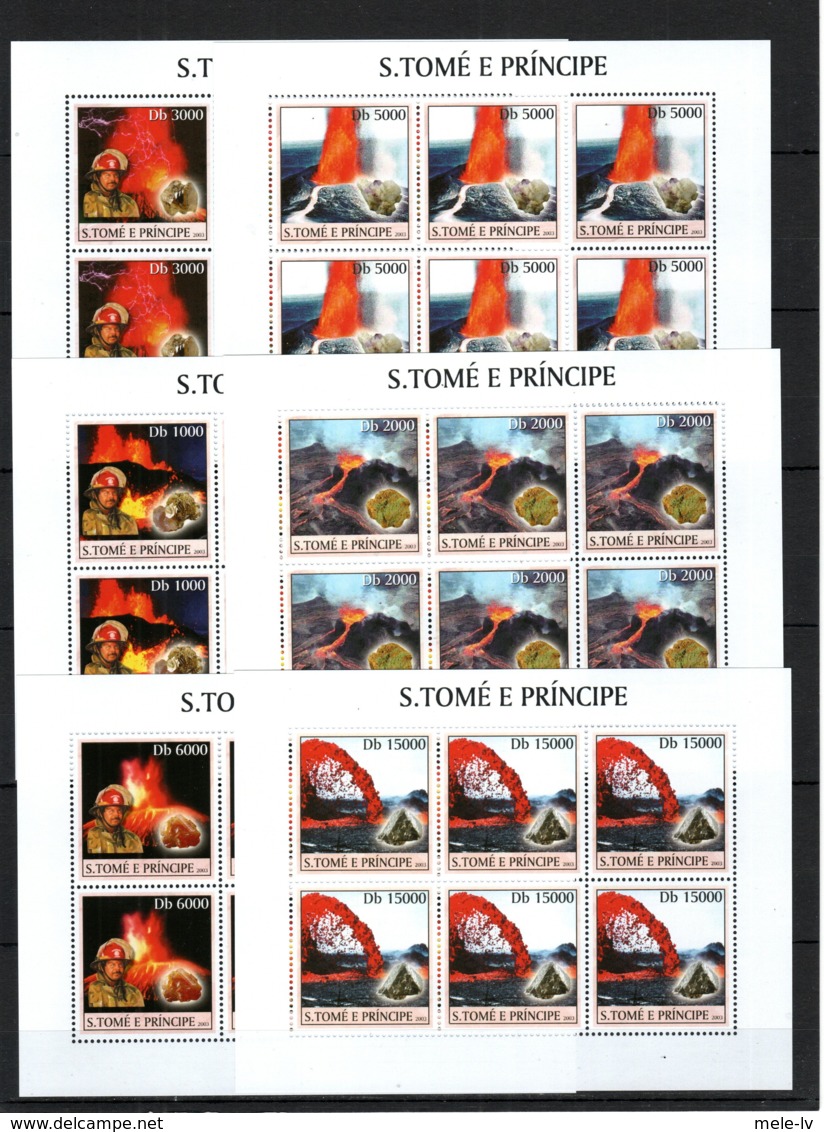 S.Tome & Principe 2003 Volcanoes (6KB6) MNH -(XB-1) - Volcanos