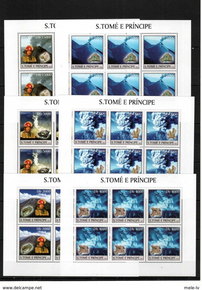 S.Tome & Principe 2003 Volcanoes MNH 6KB(6) -(XB-1) - Volcanos