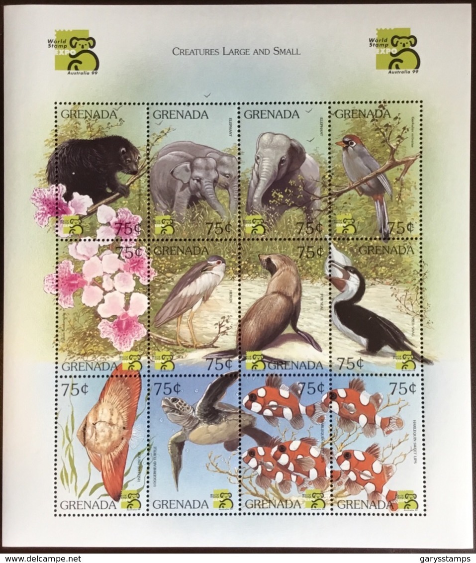 Grenada 2000 Stamp Show Animals Birds Fish Turtles Sheetlet MNH - Other & Unclassified
