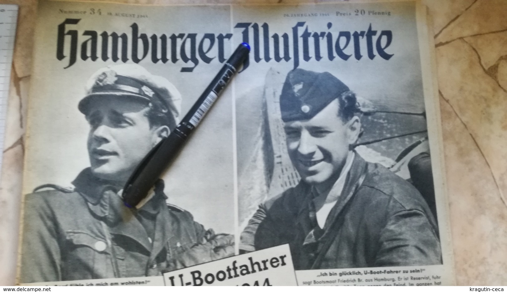 1944 WWII WW2 HAMBURGER ILLUSTRIERTE Zeitung NAZI GERMANY ARMY MAGAZINE MILITARY DEUTSCHE U-BOOT HOHE 112 - Police & Militaire