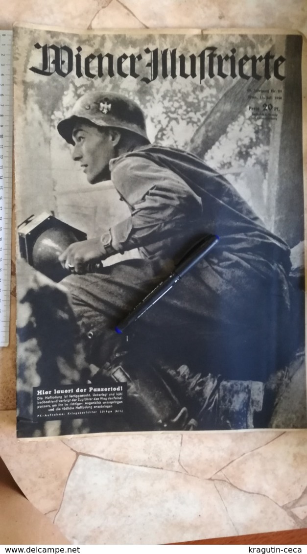 1944 WWII WW2 WIENER ILLUSTRIERTE Zeitung NAZI GERMANY ARMY MAGAZINE MILITARY DEUTSCHE GENERALOBERST EDUARD DIETL MEDAL - Police & Militaire