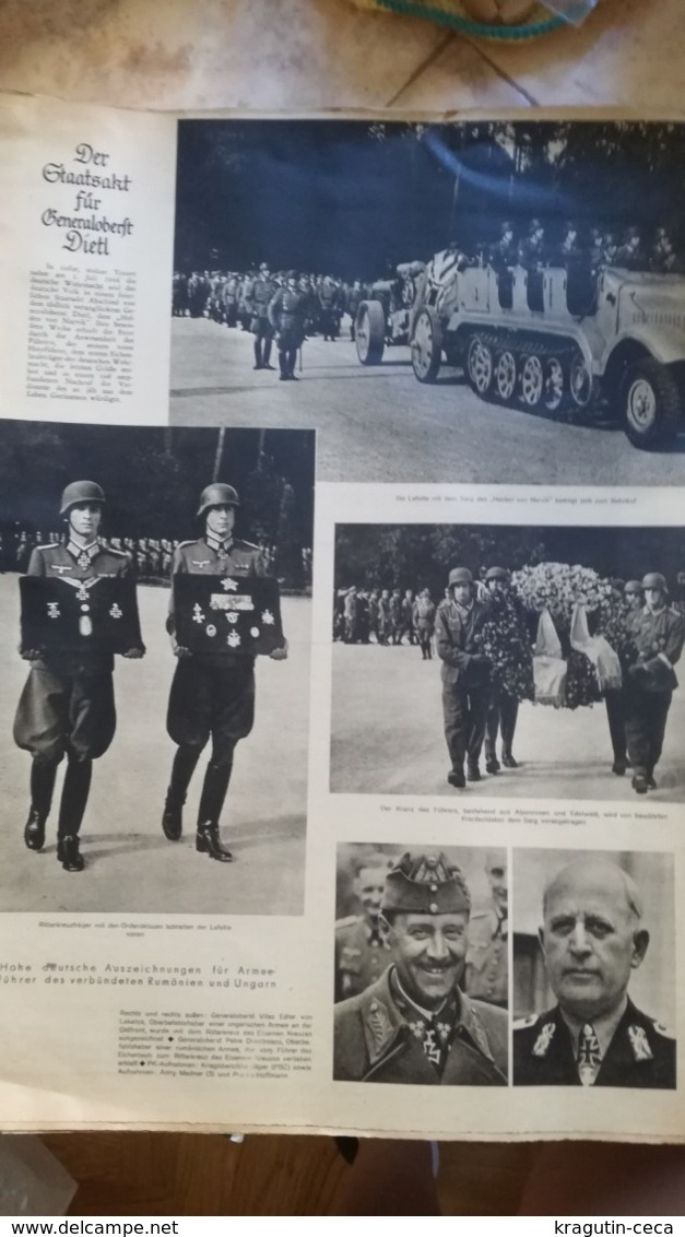 1944 WWII WW2 WIENER ILLUSTRIERTE Zeitung NAZI GERMANY ARMY MAGAZINE MILITARY DEUTSCHE GENERALOBERST EDUARD DIETL MEDAL - Police & Militaire