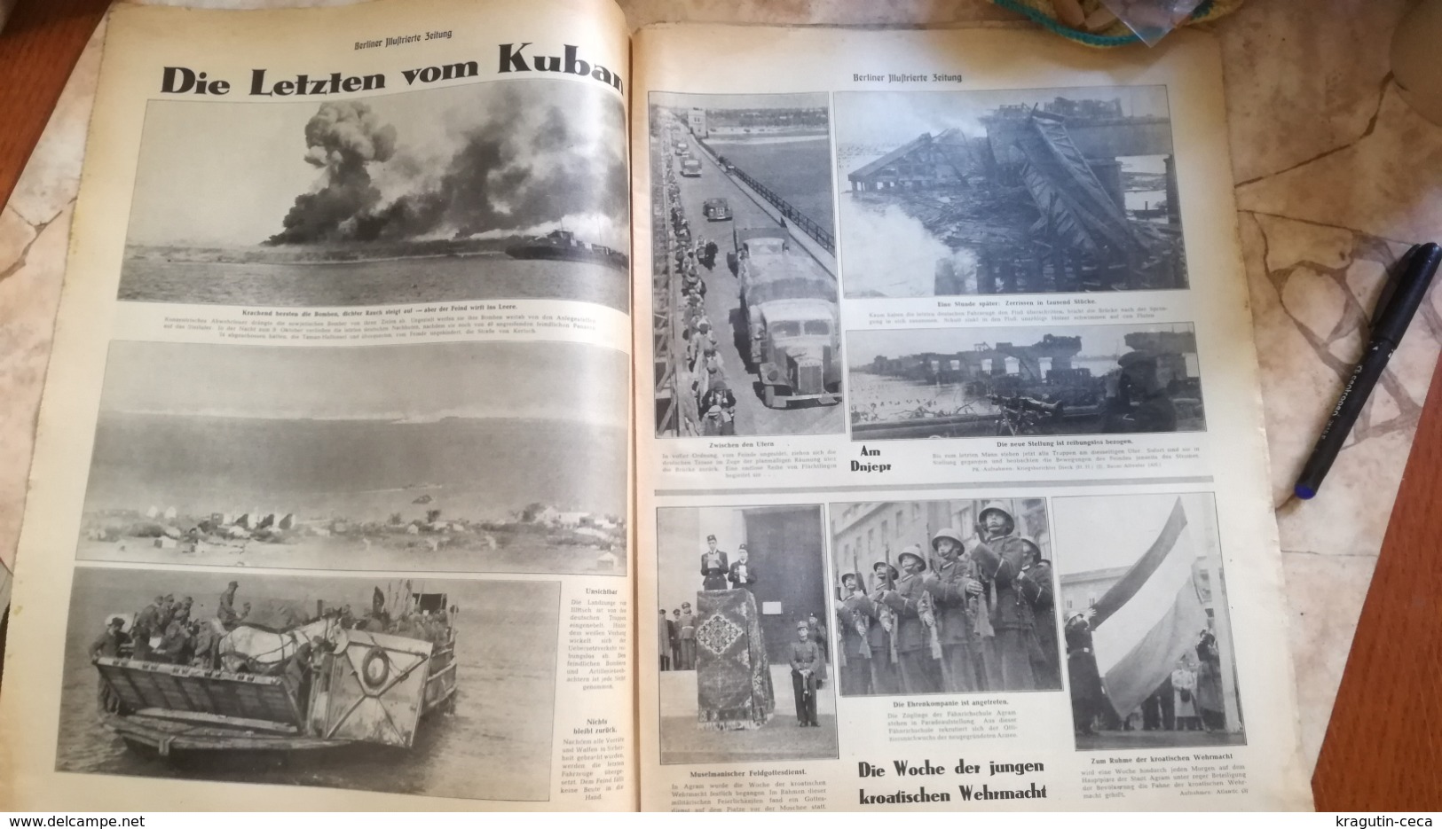 1943 WWII WW2 BERLINER ILLUSTRIERTE Zeitung NAZI GERMANY ARMY MAGAZINE MILITARY DEUTSCHE UNIFORM HELMET MACHINE GUN