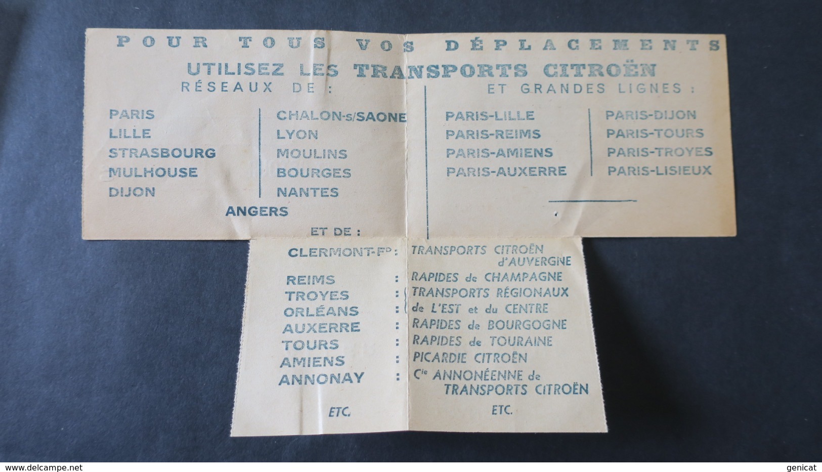 Carte Des Transports CITRÖEN  Aller  Retour  Paris Avallon Aout 1938 - Autres & Non Classés