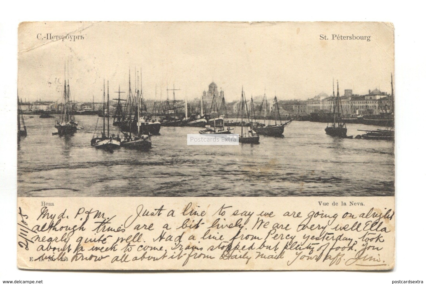St Petersbourg, Saint Petersburg - Vue De La Neva - 1905 Used Russia Postcard - Russia