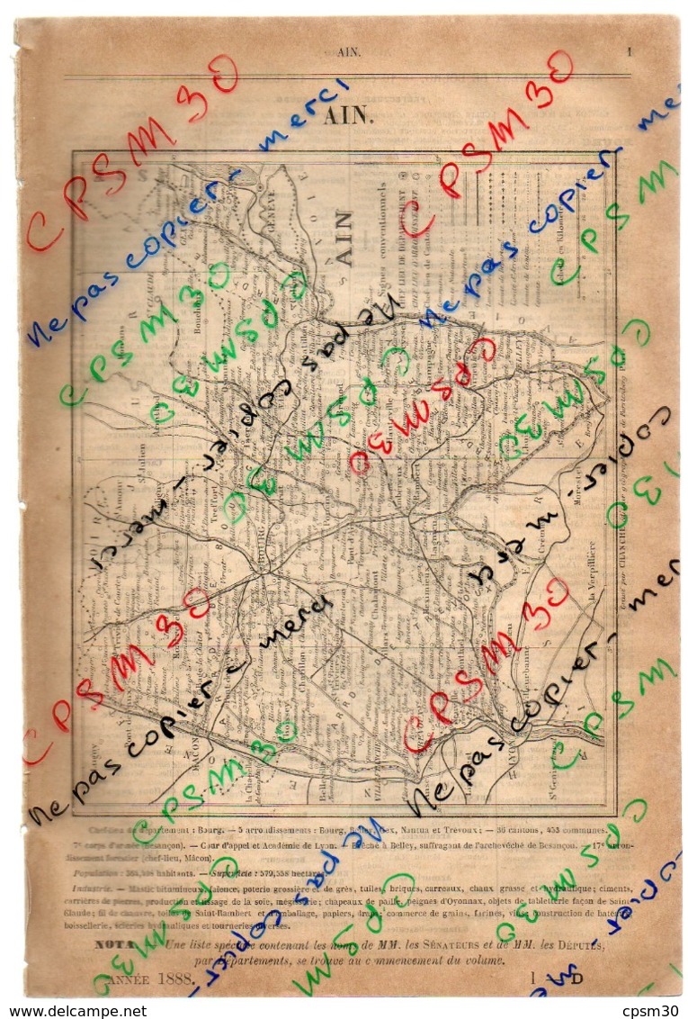 ANNUAIRE - 01 - Département Ain - Année 1888 - édition Didot-Bottin - 20 Pages - Telephone Directories