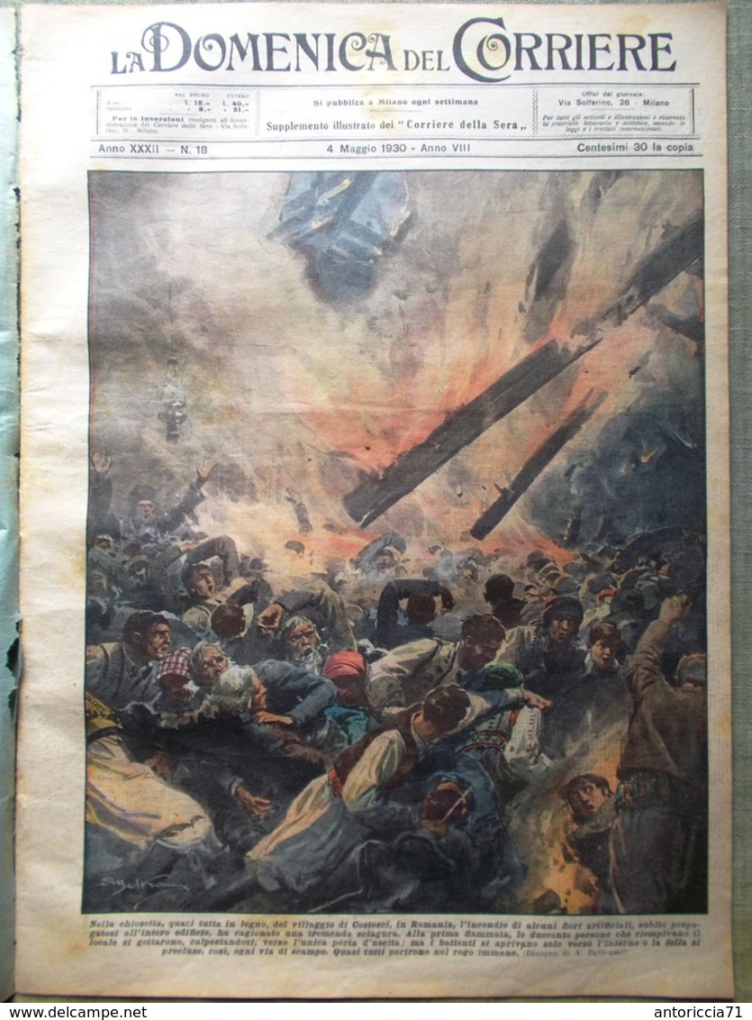 La Domenica Del Corriere 4 Maggio 1930 Mussolini Palcoscenico Monte Bianco Rugby - Altri & Non Classificati