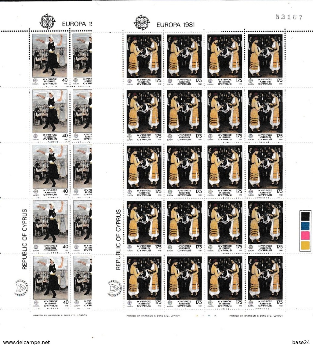 1981 Cipro Cyprus EUROPA CEPT EUROPE 60 Serie Di 2v. MNH** In 6 Minifogli Minisheets - 1981