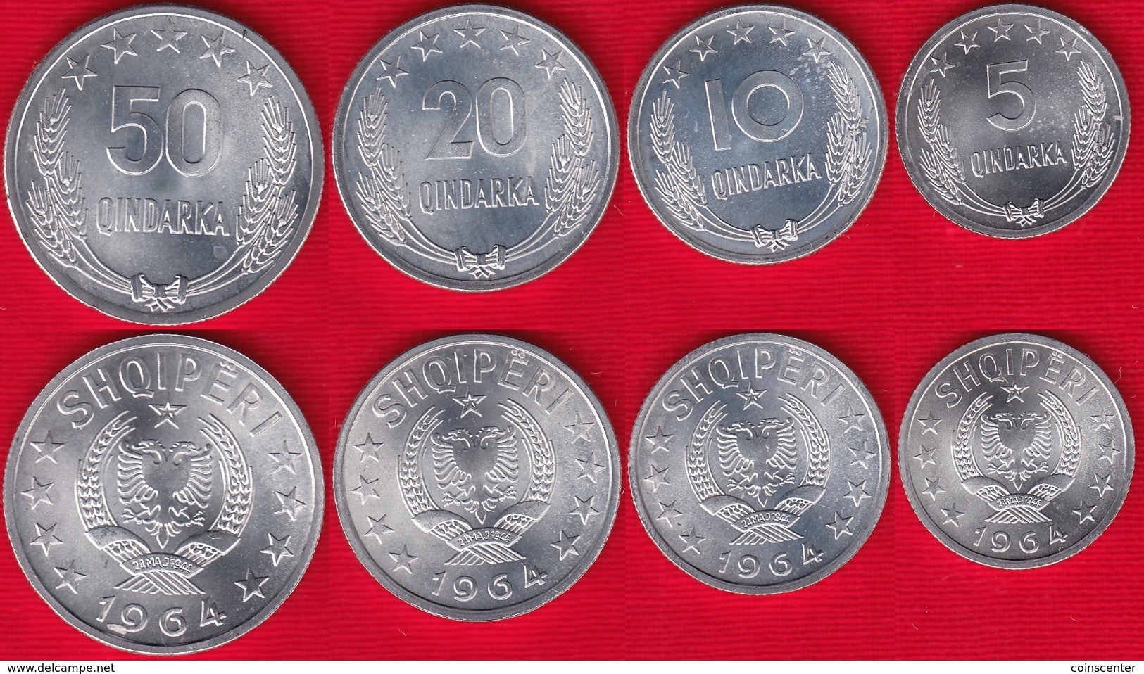 Albania Set Of 4 Coins: 5 - 50 Qindarka 1964 UNC - Albania