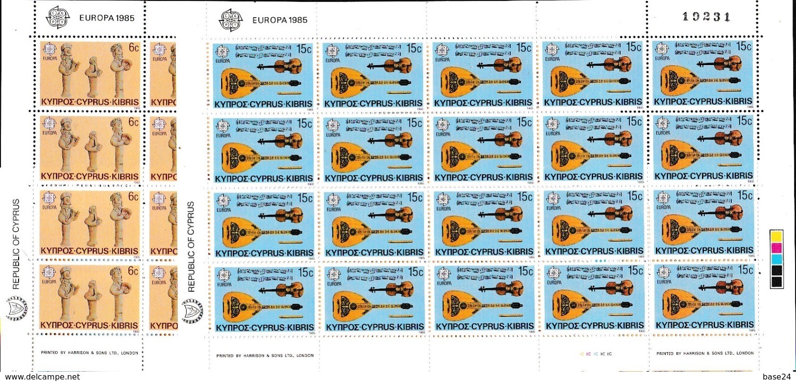 1985 Cipro Cyprus EUROPA CEPT EUROPE 40 Serie Di 2v. In 2 Minifogli MNH** Minisheets - 1985