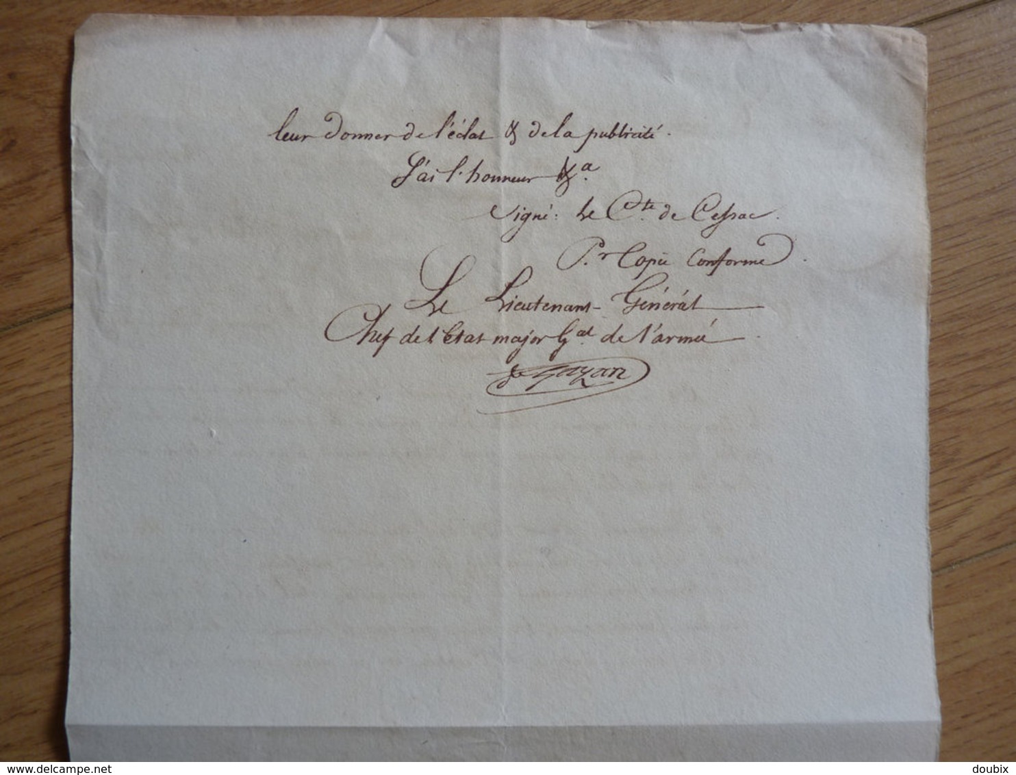 General EMPIRE (1813) Honoré GAZAN (1765-1845) VOLS Garde Magasins Réserve BAYONNE. AUTOGRAPHE