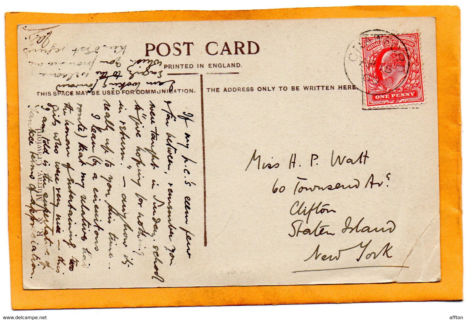 Crawford UK 1908 Postcard - Other & Unclassified
