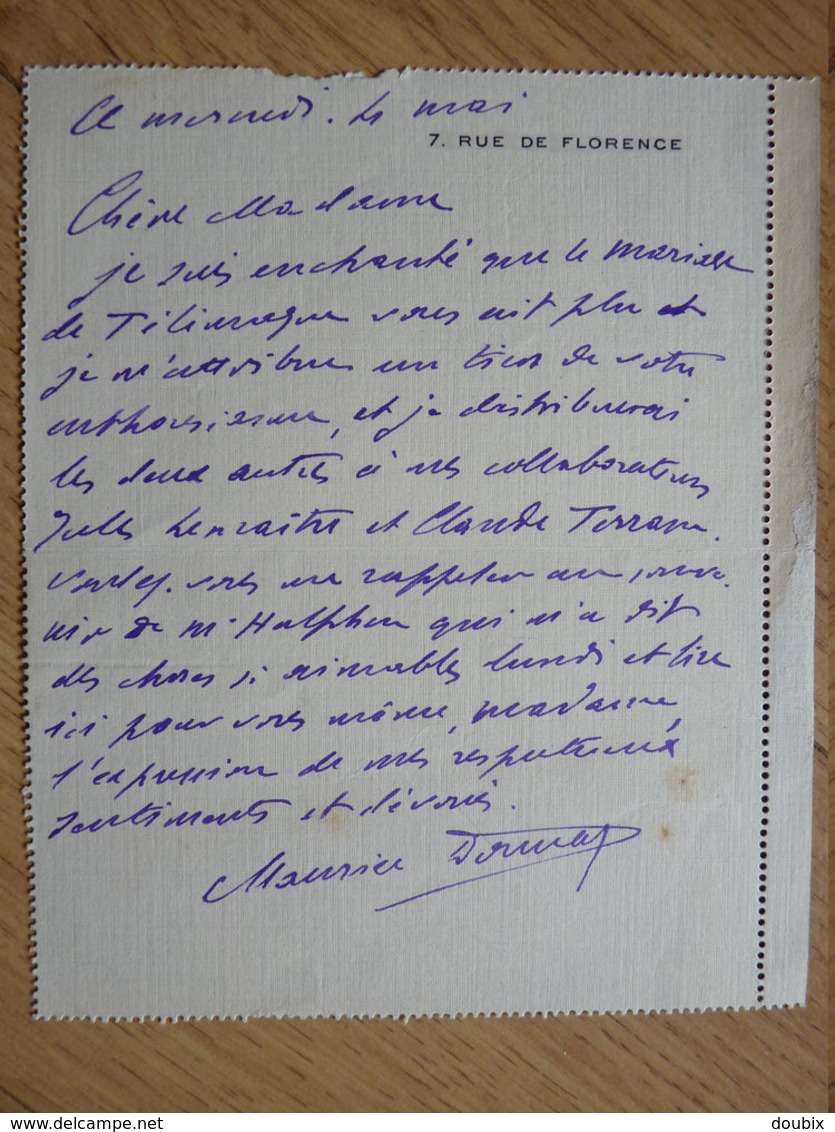 Maurice DONNAY (1859-1945) Poète CHAT NOIR. Académie Française. AUTOGRAPHE - Autres & Non Classés