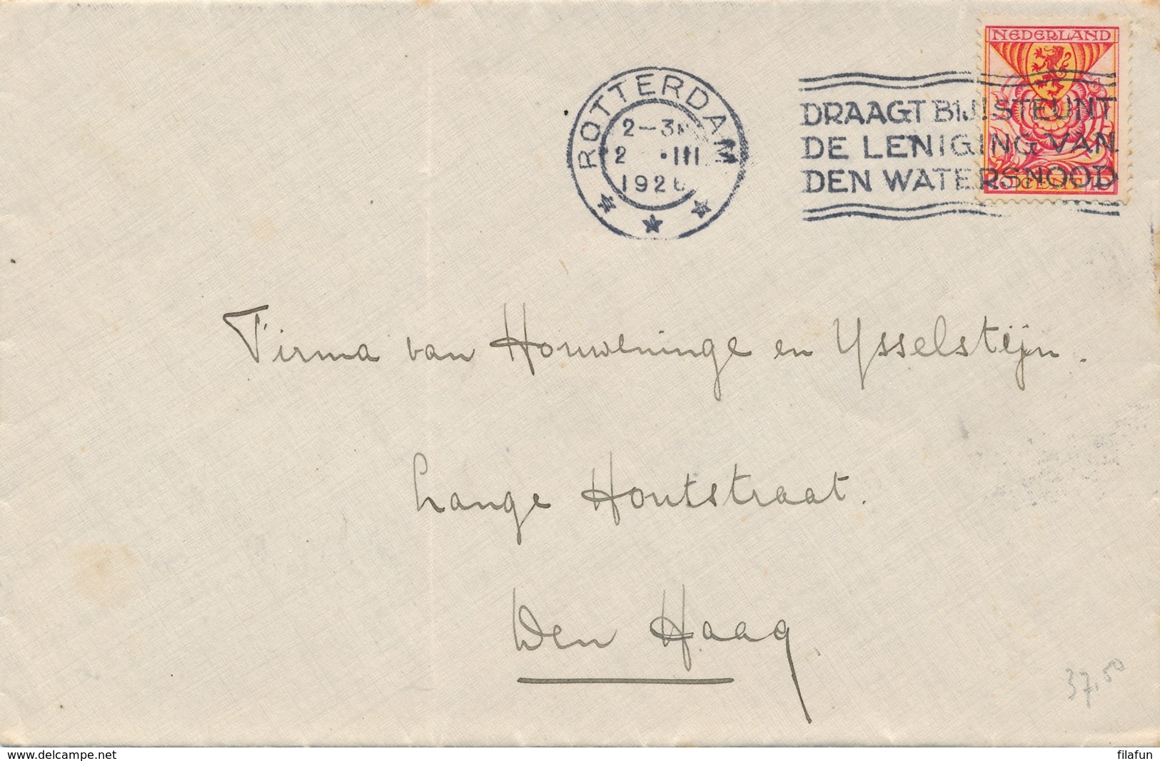 Nederland - 1926 - 10+2,5 Cent Kinderzegel Op Cover Van Rotterdam Naar Den Haag - Briefe U. Dokumente