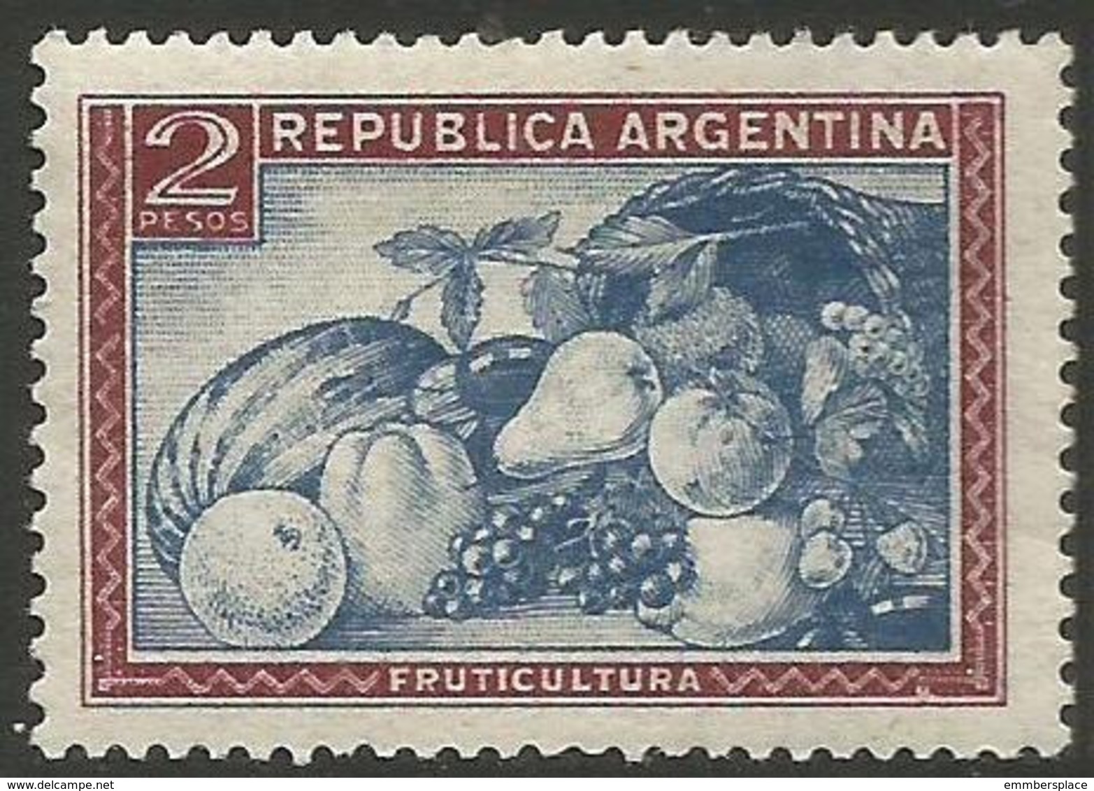 Argentina - 1945 Fruits 2p MNH **     Sc 537 - Unused Stamps