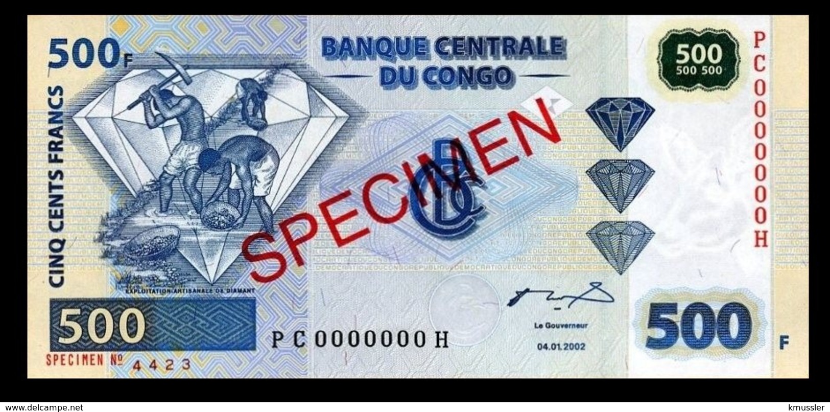 # # # Banknote Aus Kongo (Congo) 500 Francs UNC SPECIMEN # # # - Repubblica Democratica Del Congo & Zaire