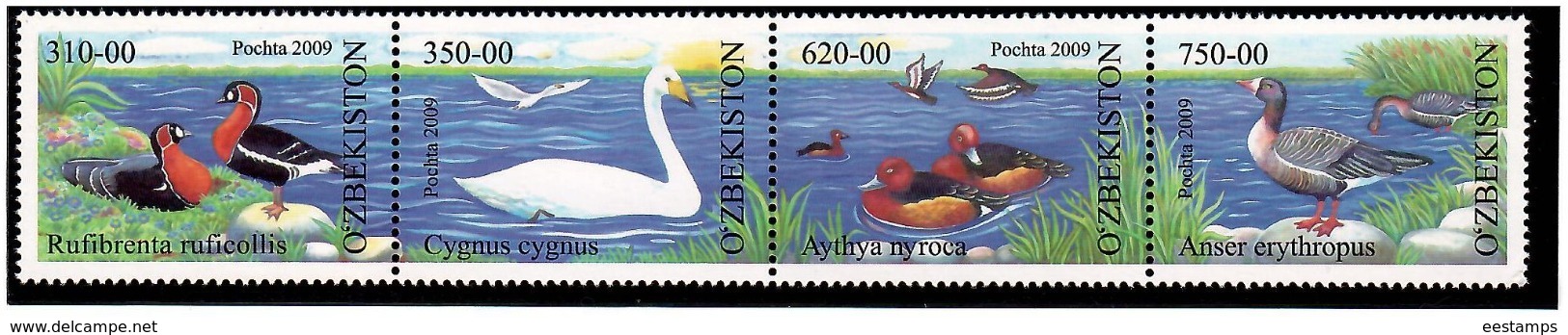 Uzbekistan 2009 . Water Birds. Strip Of 4v: 310,350,620,750.  Michel # 807-10 - Ouzbékistan