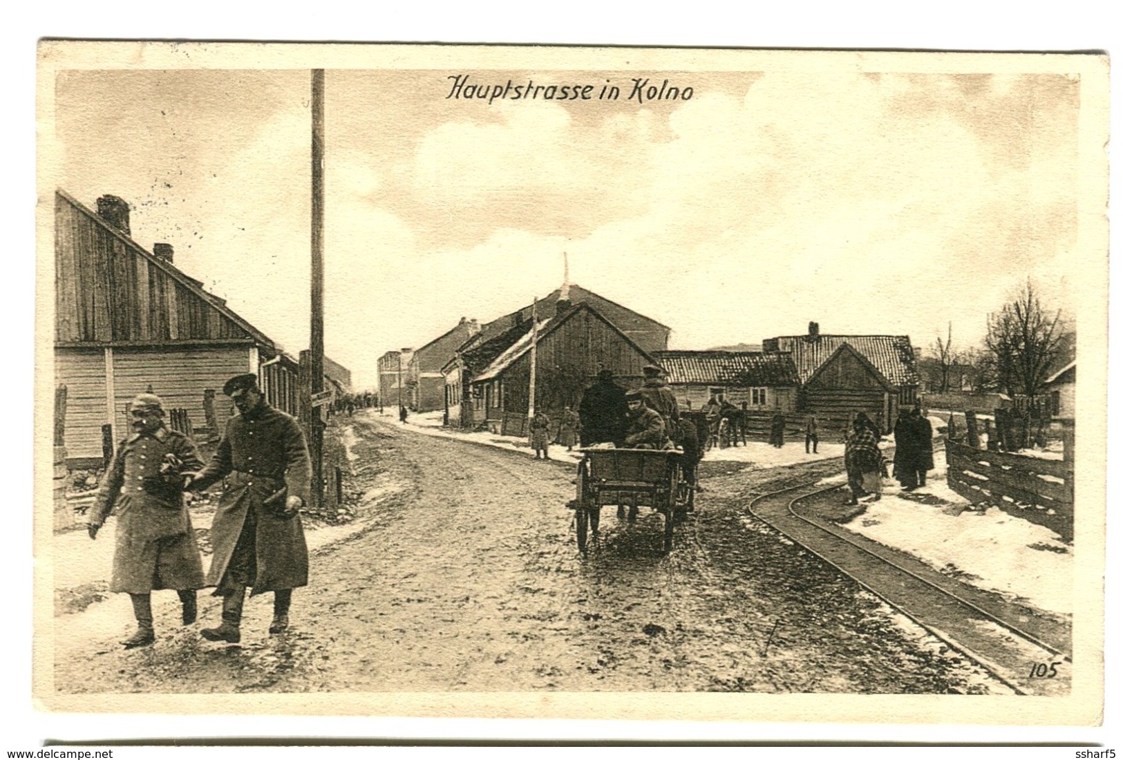 Kolno Soldaten In Uniform Auf Der Hauptstrasse, Ansicht Im Winter Gebraucht 1915 - Ostpreussen