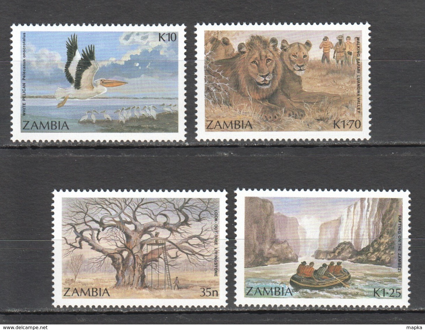 Y256 1991 ZAMBIA FAUNA WILD ANIMALS LIONS BIRDS TOUCANS TOURISM #586-89 1SET MNH - Other & Unclassified