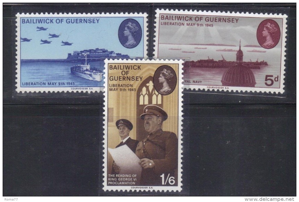 GUERNSEY 1970 , Serie Completa N. 23/25 *** MNH Liberazione - Guernesey