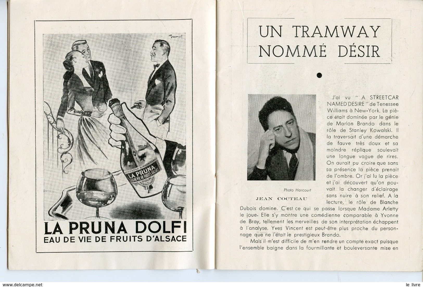PROGRAMME THEATRE EDOUARD VII 1949 UN TRAMWAY NOMME DESIR COCTEAU ARLETTY YVES VINCENT DE FUNES IVERNEL - Programas