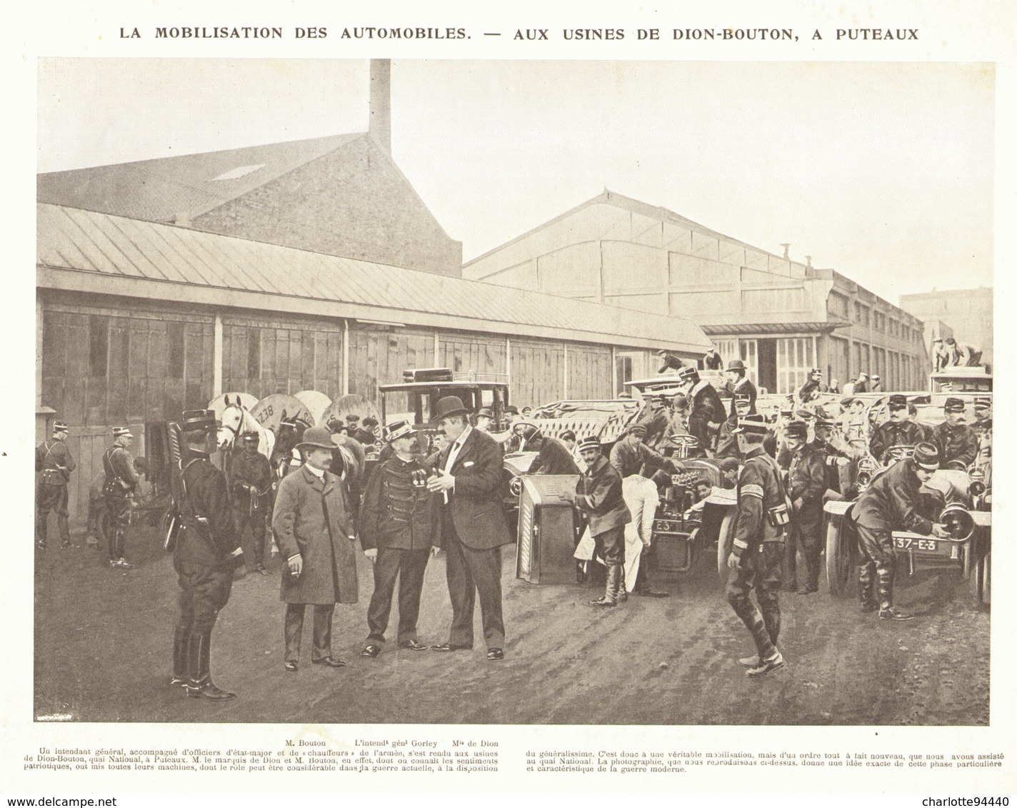 LA MOBILISATION Des AUTOMOBILES Aux USINES  " DE DION-BOUTON " à PUTEAUX  1905 - Other & Unclassified