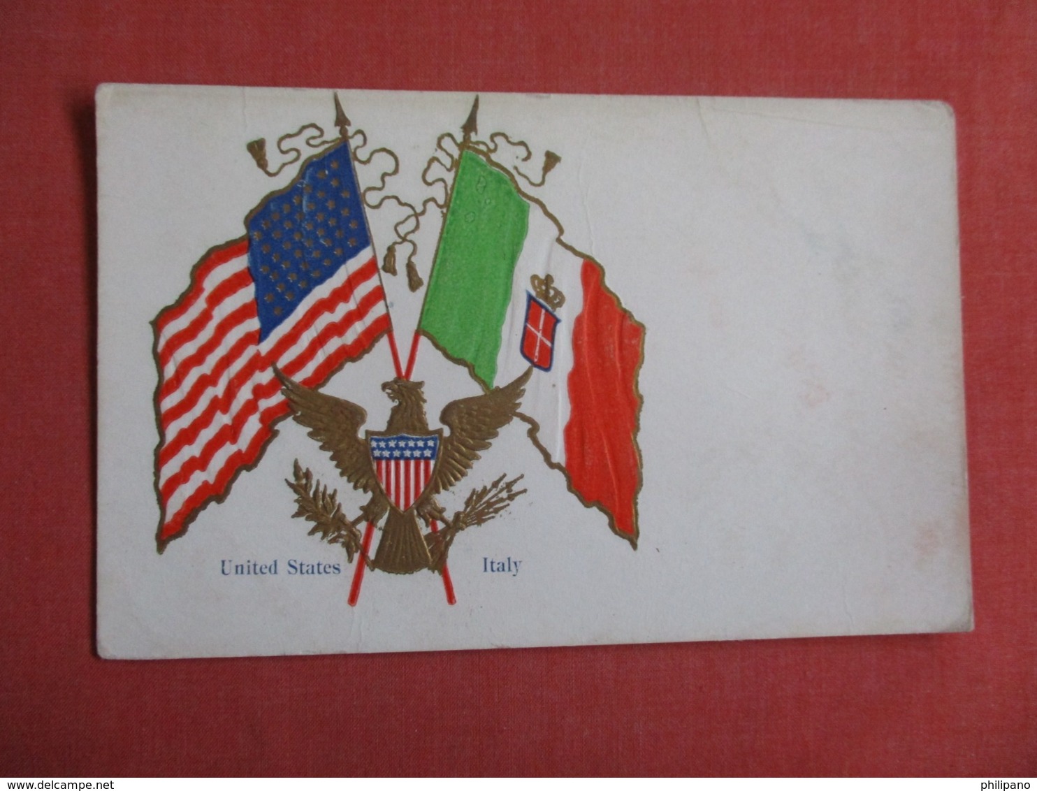 Patriotic Flags Embossed  United States & Italy       Ref 3624 - Patriotic