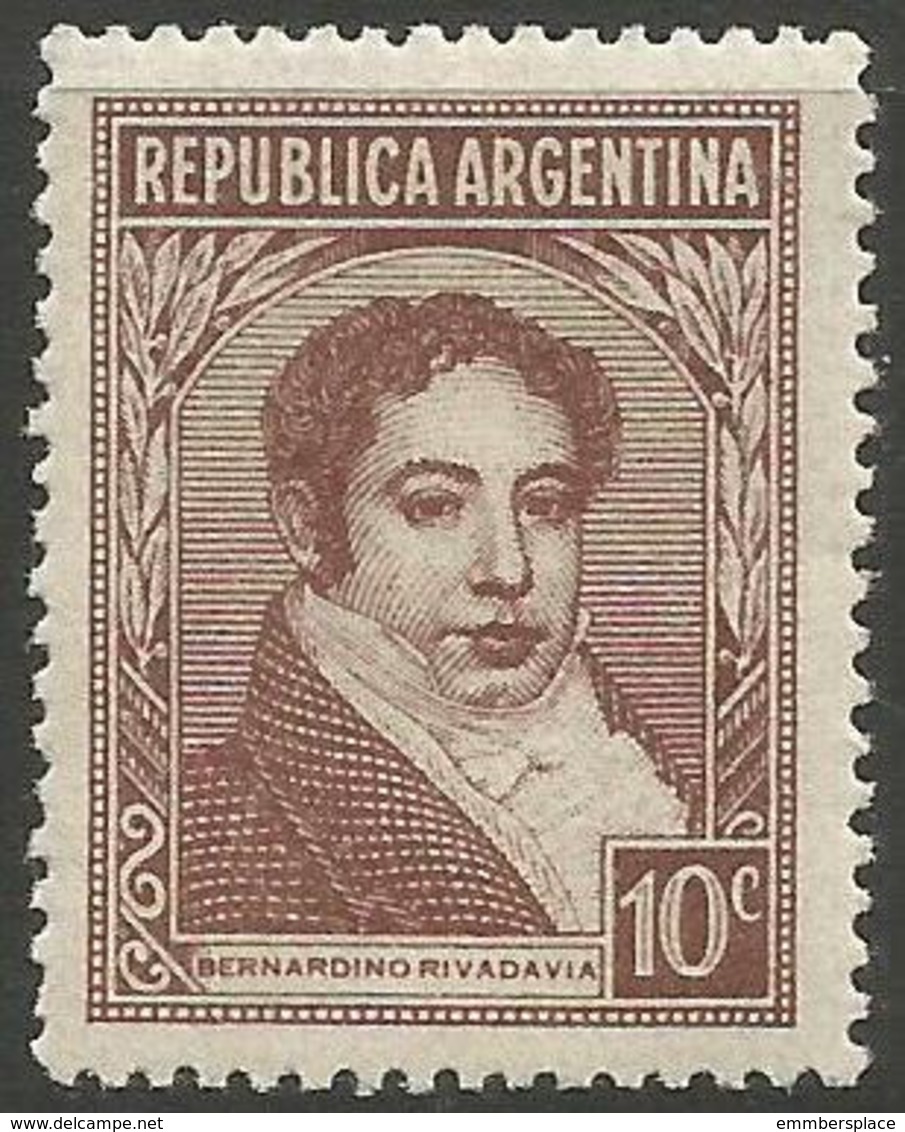 Argentina - 1946 Rivadavia 10c  MNH **     Sc 529 - Unused Stamps