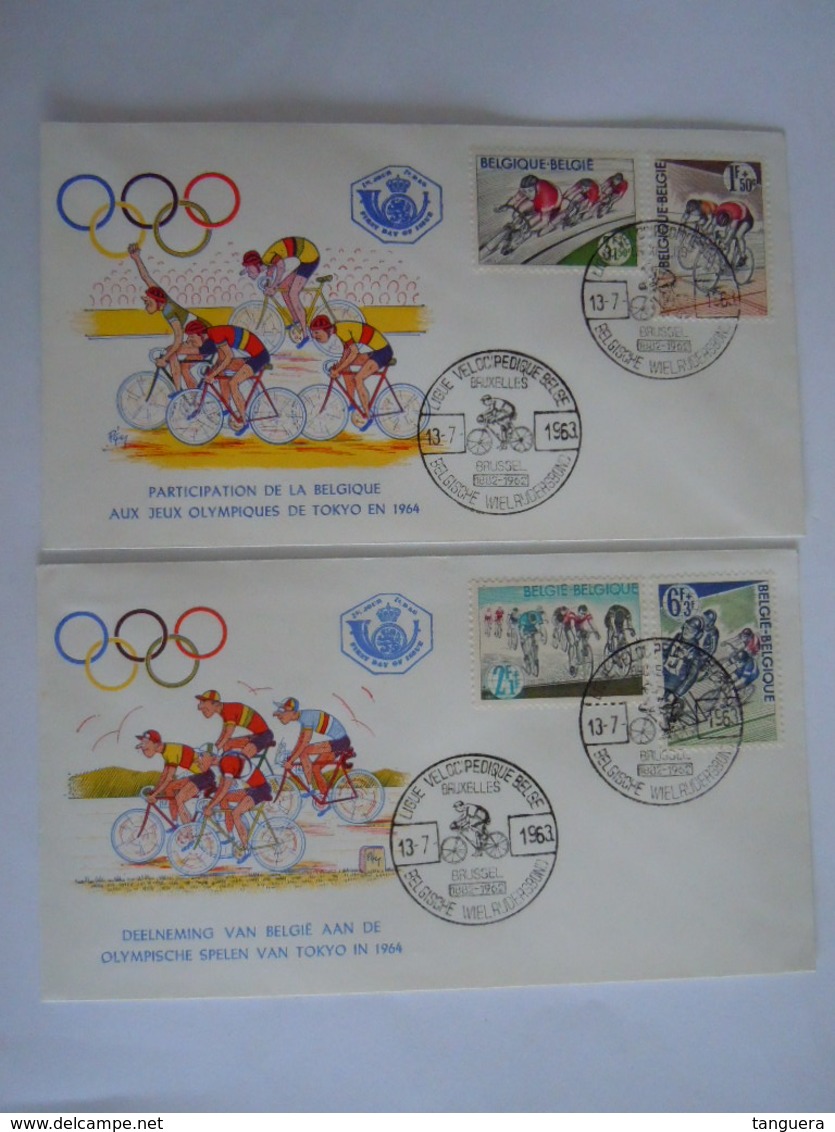 België Belgium 1963 FDC Wielrijden Cyclisme  Olympische Spelen Jeux Olympique Tokio Cob 1255-1258 - 1961-1970