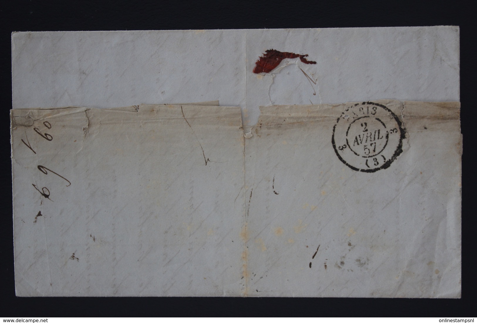 Martinique Letter St Pierre -> Paris 1857 COL. FR. ANGL. AMB CALAIS - Covers & Documents