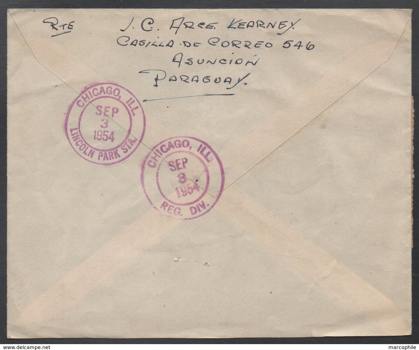 PARAGUAY - ASUNCION / 1954 LETTRE RECOMMANDEE AVION POUR LES USA - CHICAGO  (ref LE482) - Paraguay