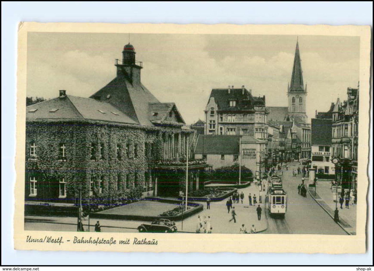 XX005026-4750/ Unna Bahnhofstraße Mit Rathaus Straßenbahn AK - Sonstige & Ohne Zuordnung