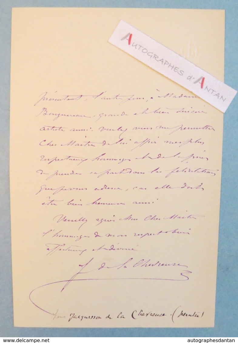 L.A.S 1903 Louis JACQUESSON DE LA CHEVREUSE Peintre & Compositeur Né à Toulouse - à Bouguereau Lettre Autographe LAS - Autres & Non Classés