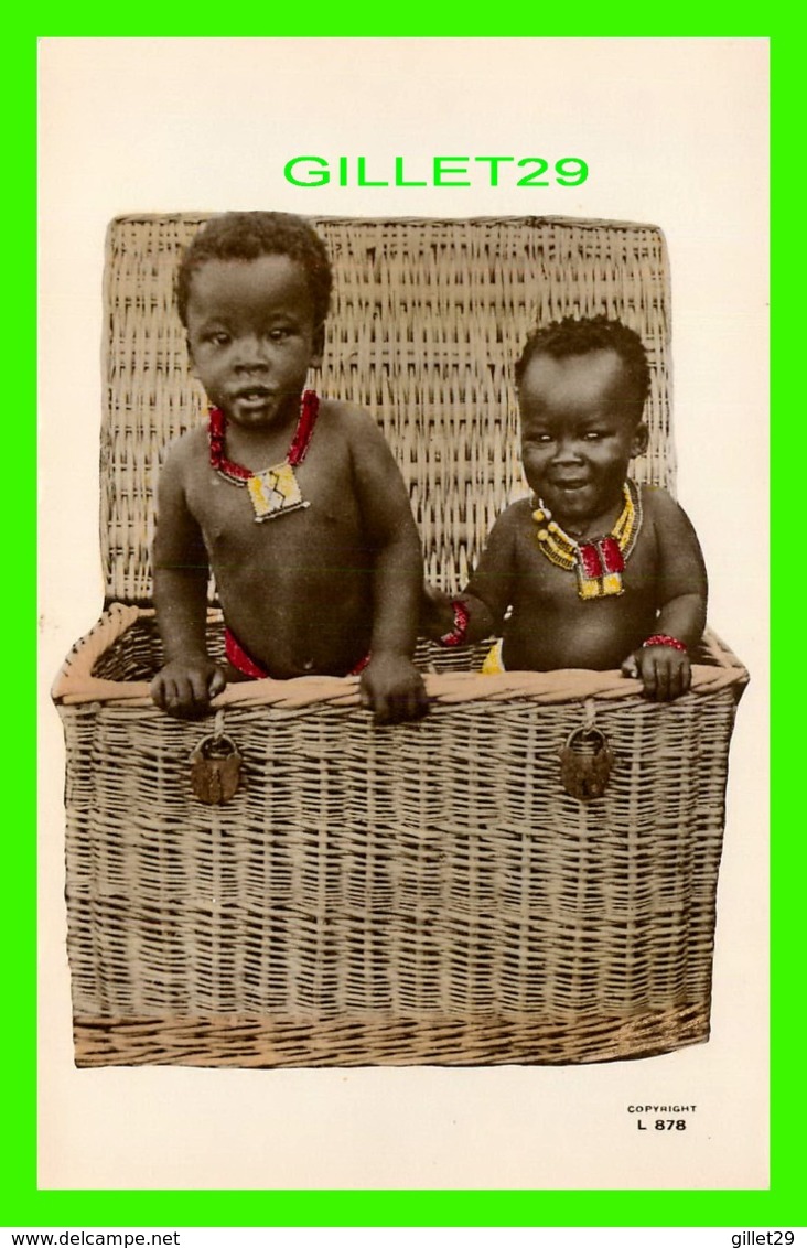 BLACK AMERICANA - TWO LITTLE KIDS IN A BASKET - - Black Americana