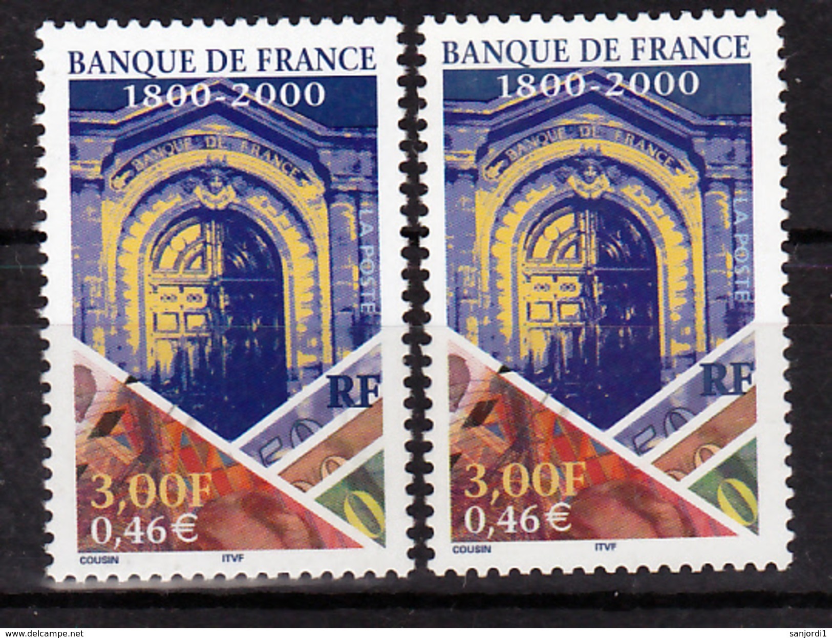 France 3299 Banque De France Variété Bleu Gris Et Normal Neuf ** TB MNH Sin Charnela - Neufs