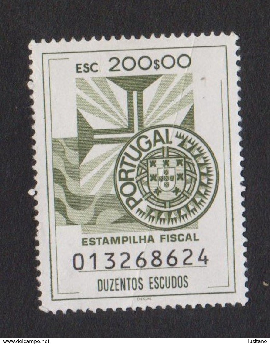 Estampilha Fiscal 200$00 Duzentos Escudos Portugal - Gebraucht