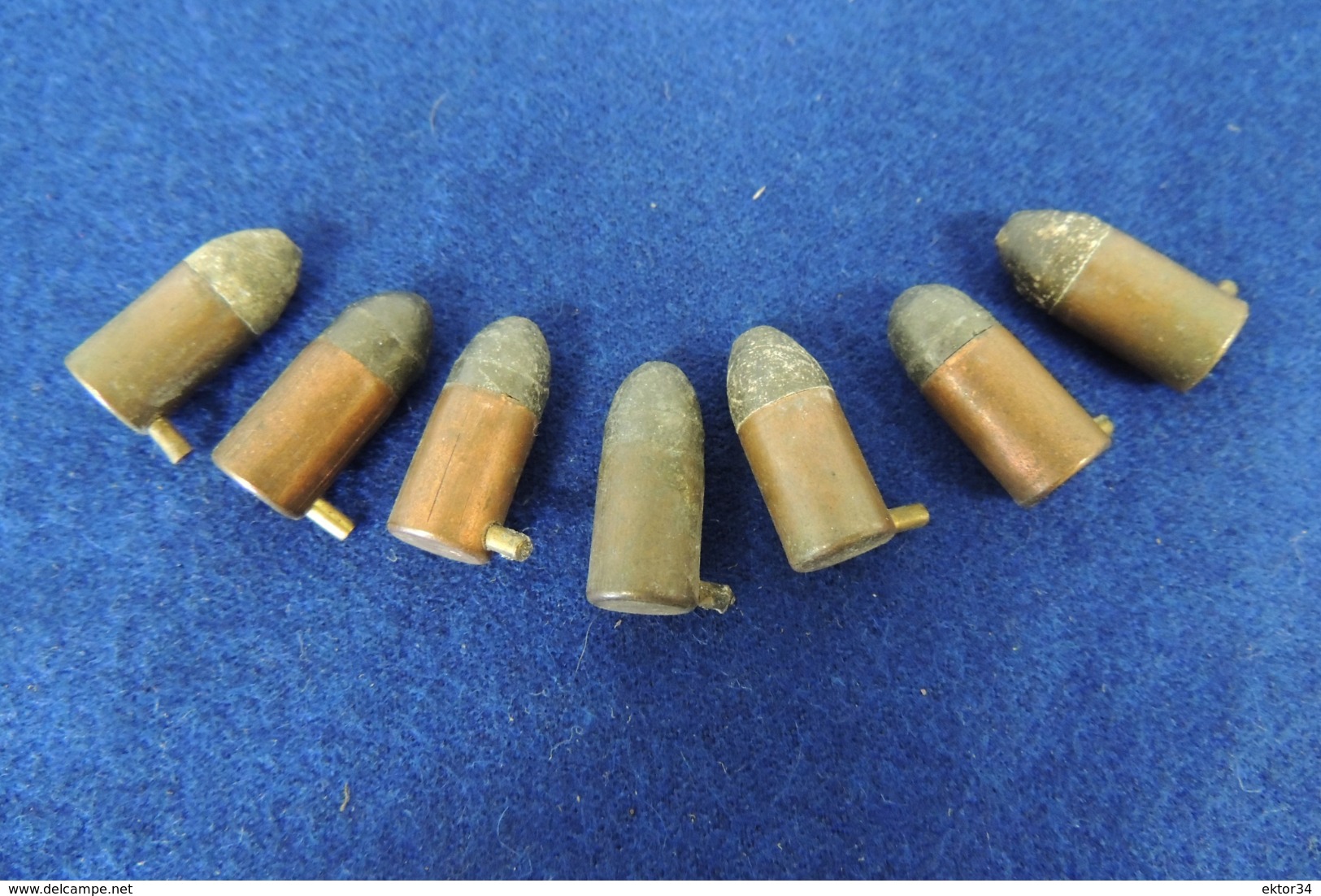 7 Munitions 9mm à Broche Poudre Noire, Pour Collection - Armes Neutralisées