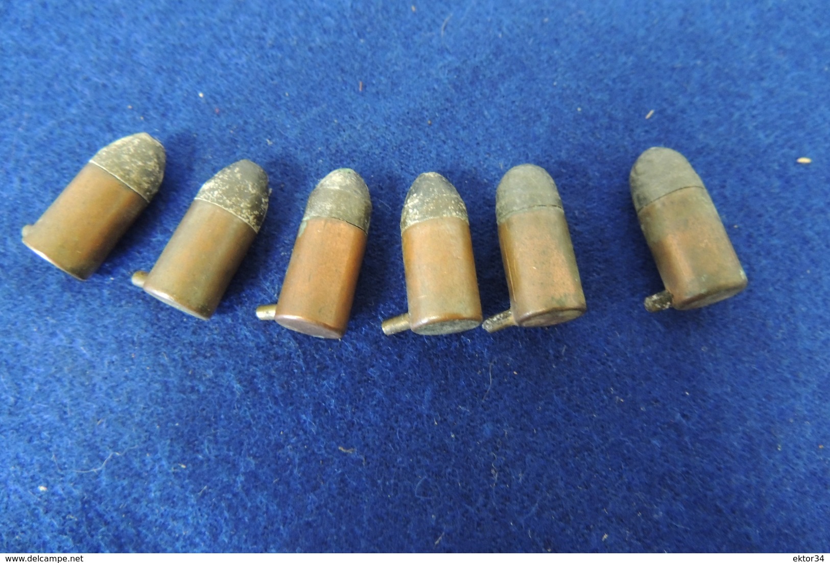 6 Munitions 9mm à Broche Poudre Noire, Pour Collection - Armes Neutralisées