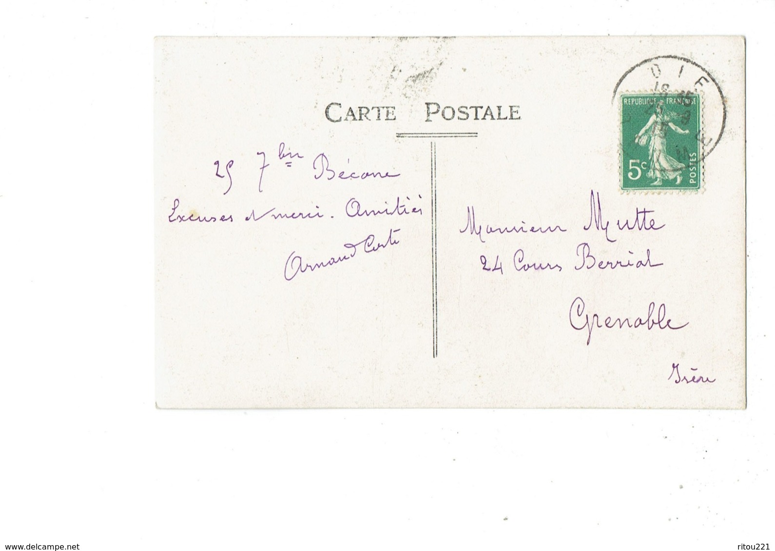 Carte Photo Non Située -  1915 - Grande Propriété - Tampon DIE DROME Bécone Beconne ? - Other & Unclassified