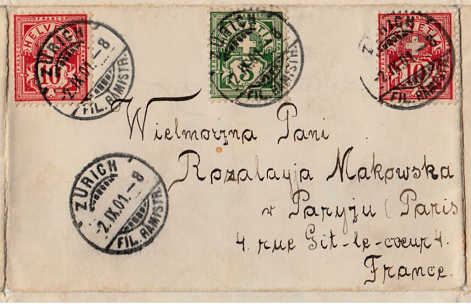 SUISSE - 1901 - Pli Pour Paris - Lettres & Documents