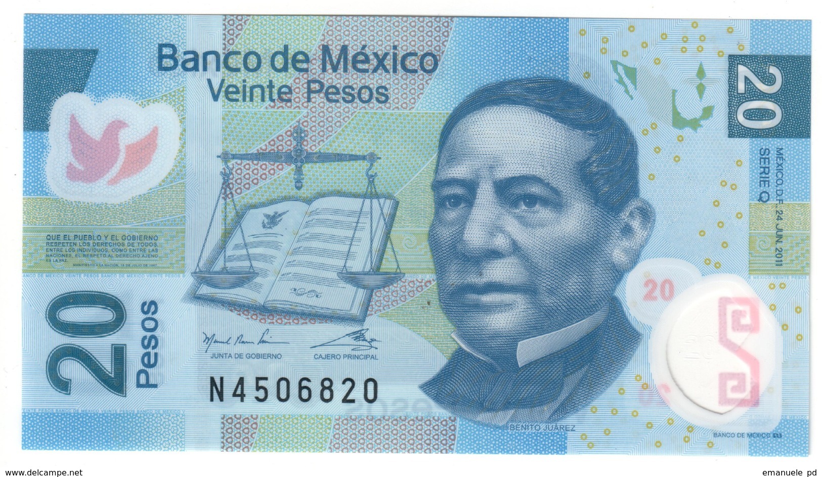 Mexico 20 Pesos 24/06/2011 UNC .PL. - Messico