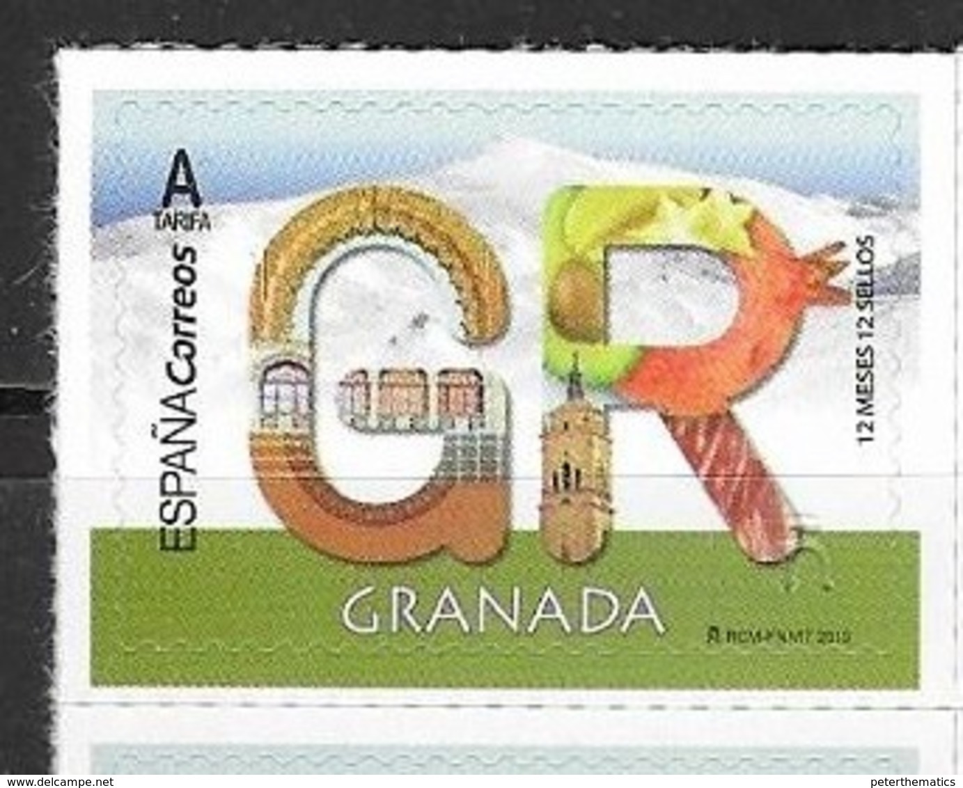 SPAIN, 2019, MNH, 12 MONTHS 12 STAMPS,  GRANADA, MOUNTAINS, FLOWERS, FOOD, JAMÓN, FRUIT, POMEGRANATES,    1v - Other & Unclassified