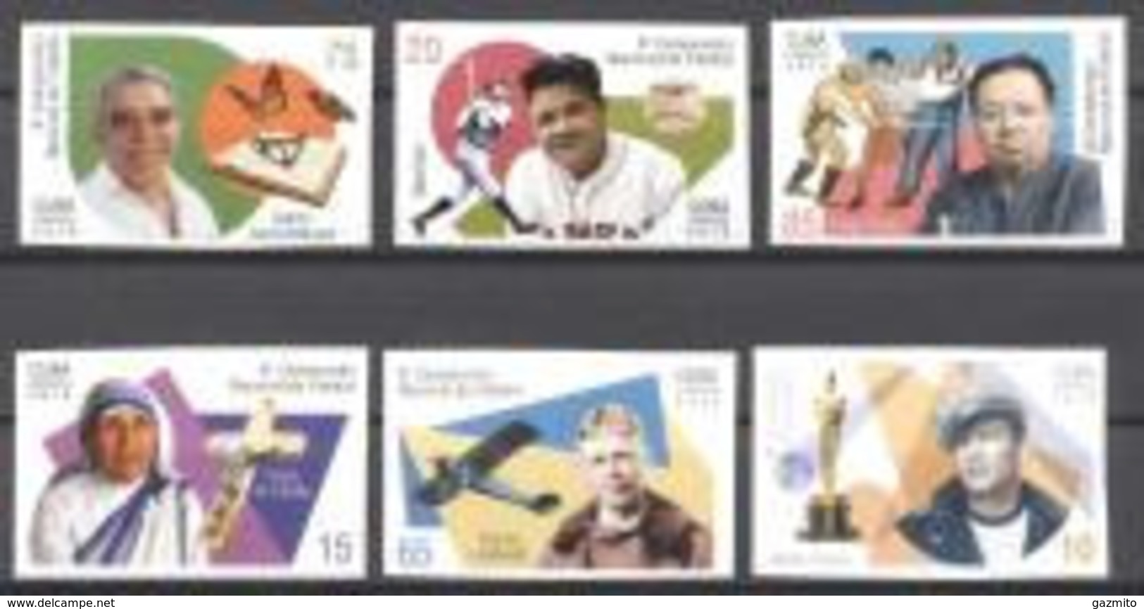Cuba 2015, National Stamp Exibition, Cinema, J. Dean, Mother Teresa, Baseball, Plane, Butterflies, , 6val IMPERFORATED - Mother Teresa