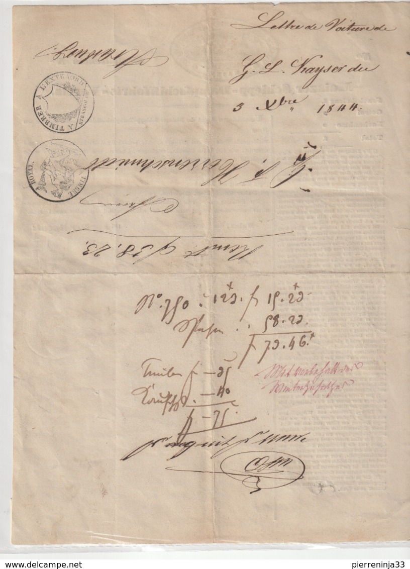 Lettre Commerciale Compagnie De Transport Par Bateau  Vapeur Allemagne/ Mayence /Mainz Pour Strasbourg Avec Cachet - 1800 – 1899