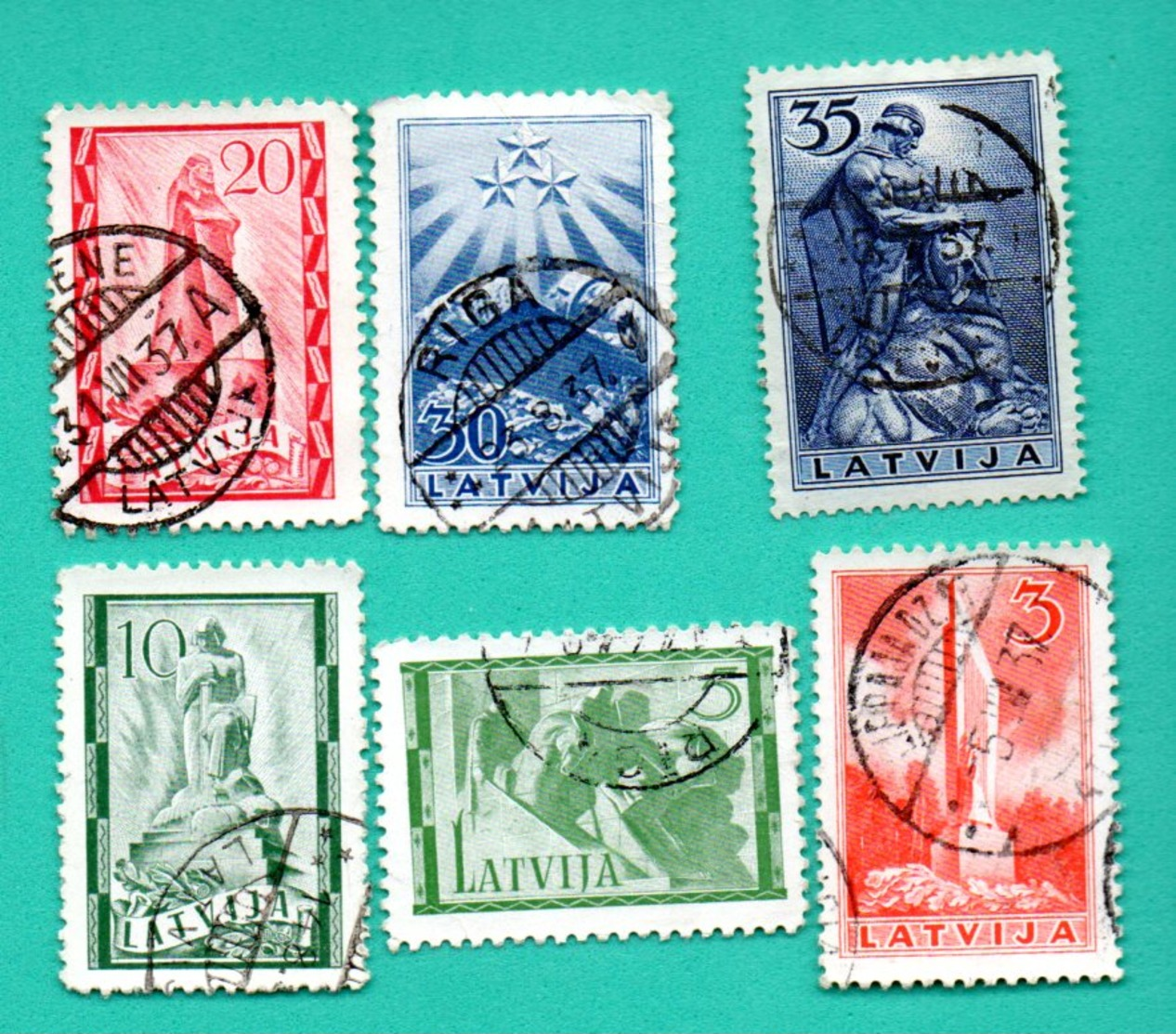 LATVIA LETTLAND LOT OF 6 STAMPS 1937 USED 366 - Lettland