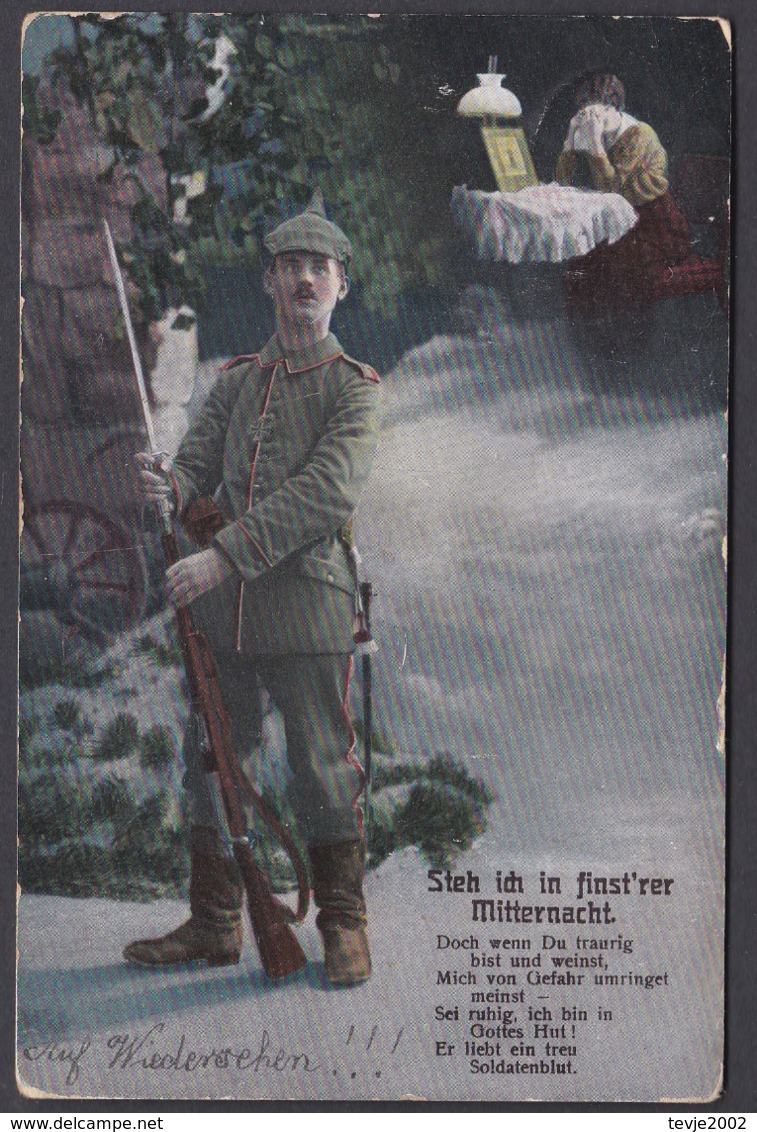 Ansichtkarte "Steh Ich In Finst'rer Nacht.." - Gebraucht Used  - 1915 - Feldpost - Personen