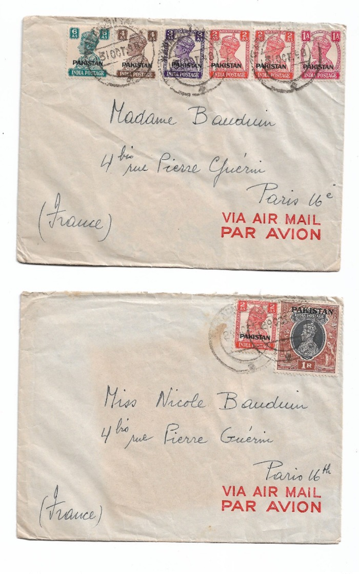 Pakistan 1948    4 Lettres Pour La France  Paris XVIe - Pakistan