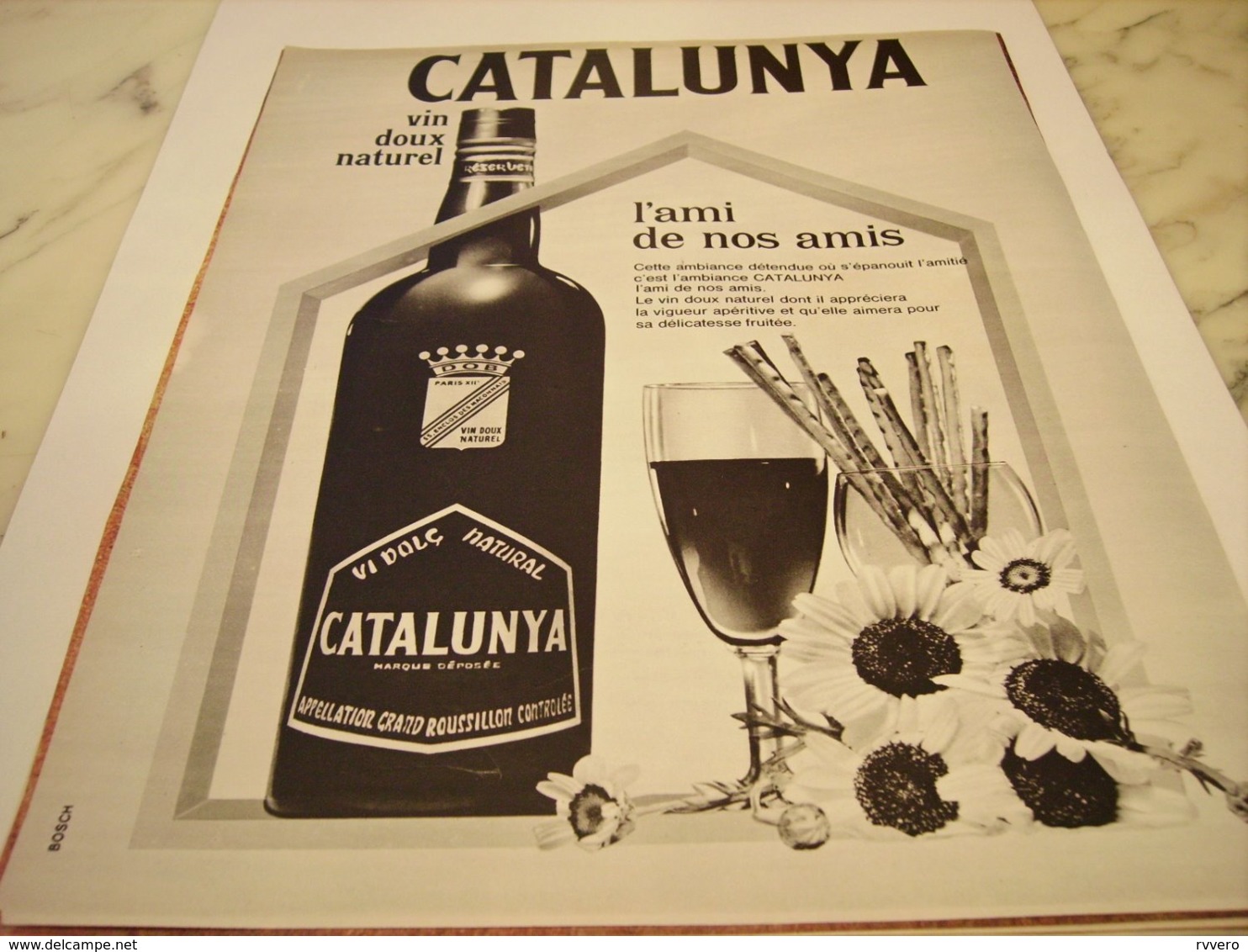 ANCIENNE PUBLICITE VIN DOUX APPELLATION ROUSSILLON LE CATALUNYA 1964 - Affiches